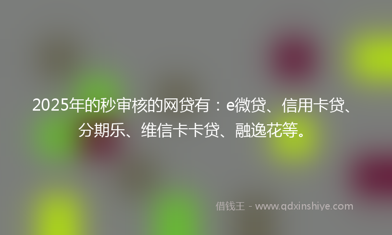 2025年的秒审核的网贷有：e微贷、信用卡贷、分期乐、维信卡卡贷、融逸花等。