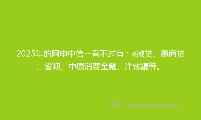 2025年的网申中信一直不过有：e微贷、惠商贷、省呗、中原消费金融、洋钱罐等。