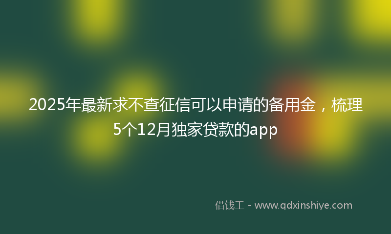2025年最新求不查征信可以申请的备用金，梳理5个12月独家贷款的app