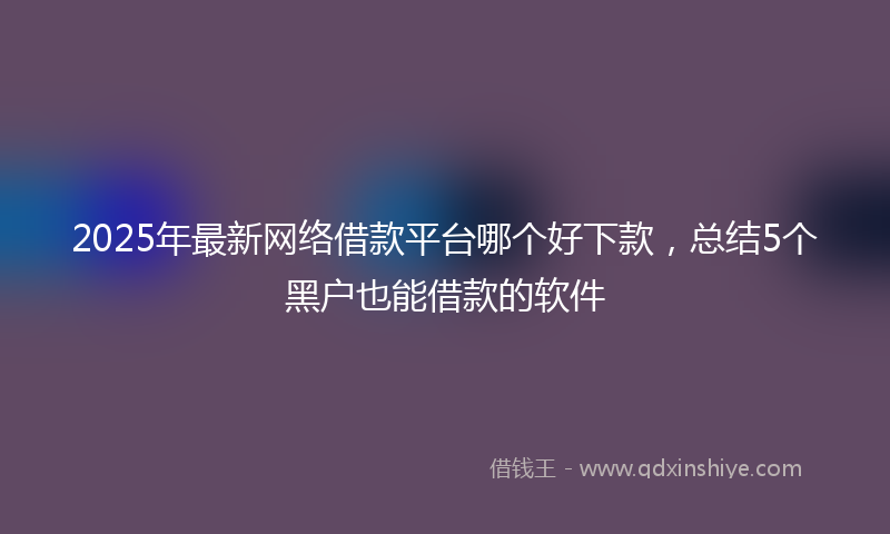 2025年最新网络借款平台哪个好下款，总结5个黑户也能借款的软件