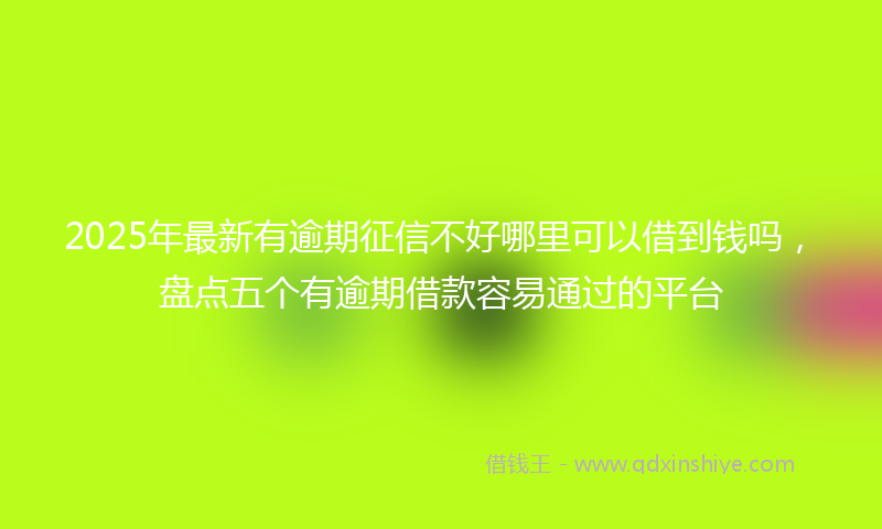 2025年最新有逾期征信不好哪里可以借到钱吗，盘点五个有逾期借款容易通过的平台