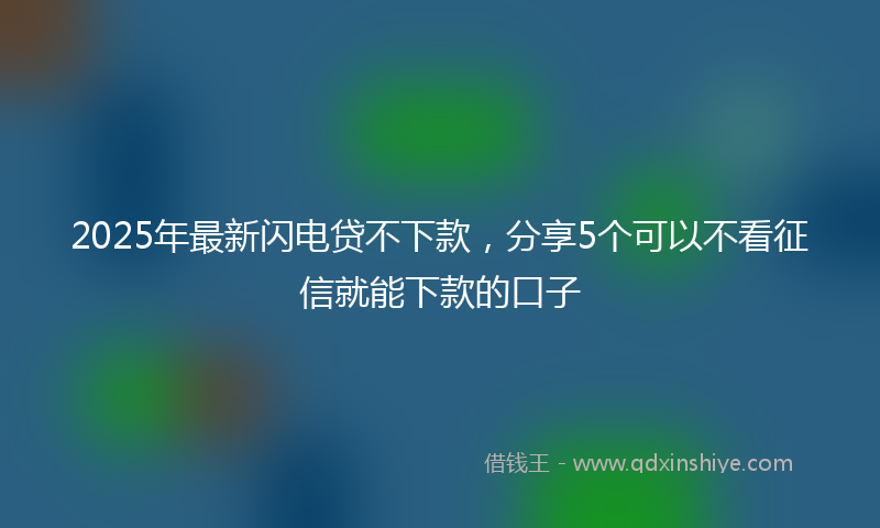 2025年最新闪电贷不下款，分享5个可以不看征信就能下款的口子