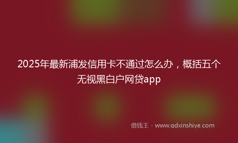 2025年最新浦发信用卡不通过怎么办，概括五个无视黑白户网贷app