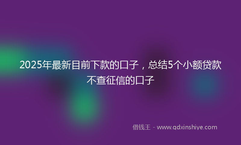 2025年最新目前下款的口子，总结5个小额贷款不查征信的口子