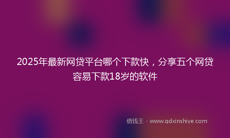 2025年最新网贷平台哪个下款快，分享五个网贷容易下款18岁的软件