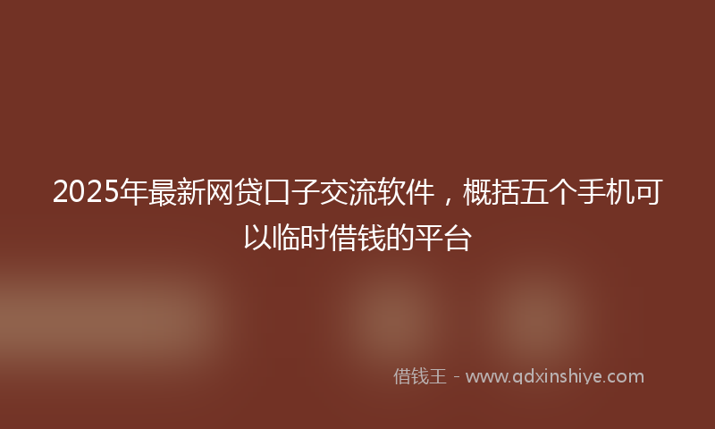 2025年最新网贷口子交流软件，概括五个手机可以临时借钱的平台