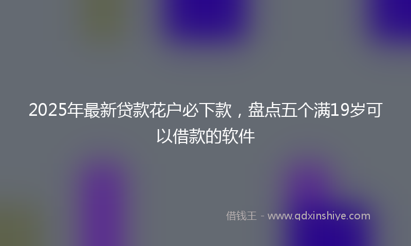 2025年最新贷款花户必下款，盘点五个满19岁可以借款的软件