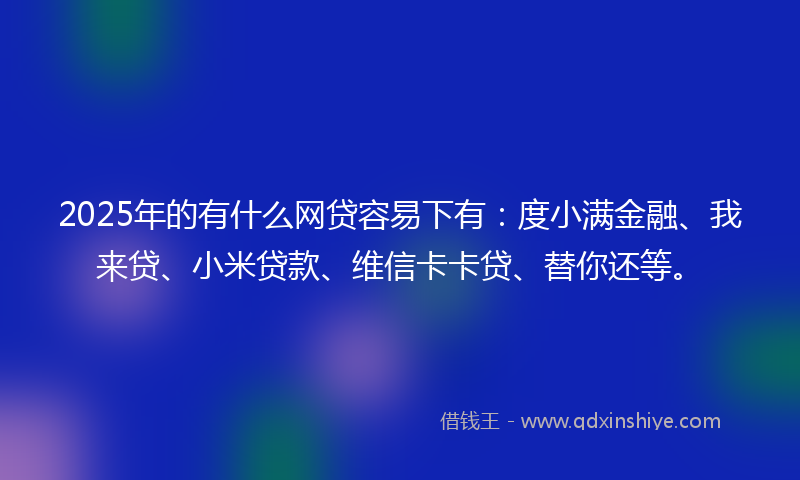 2025年的有什么网贷容易下有：度小满金融、我来贷、小米贷款、维信卡卡贷、替你还等。