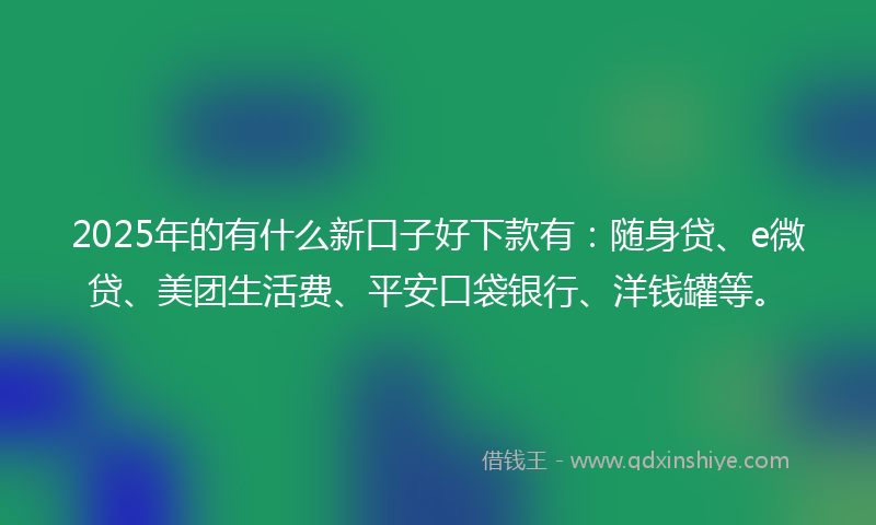2025年的有什么新口子好下款有：随身贷、e微贷、美团生活费、平安口袋银行、洋钱罐等。