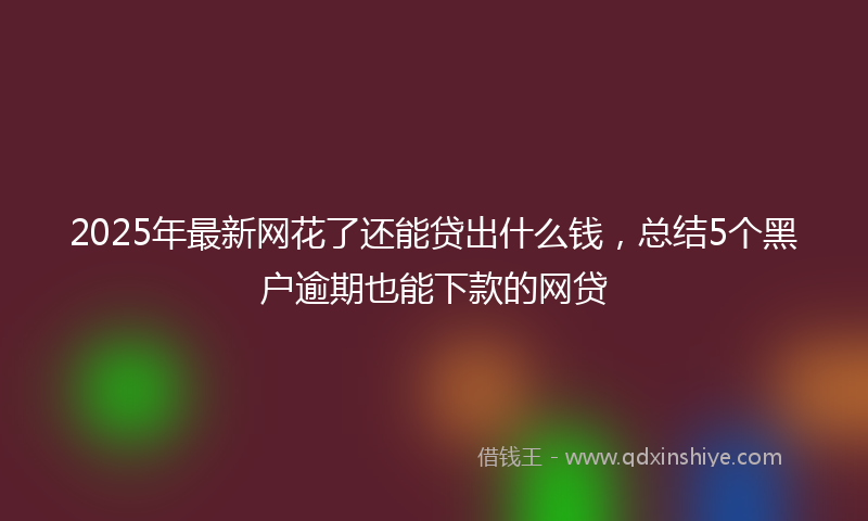 2025年最新网花了还能贷出什么钱，总结5个黑户逾期也能下款的网贷