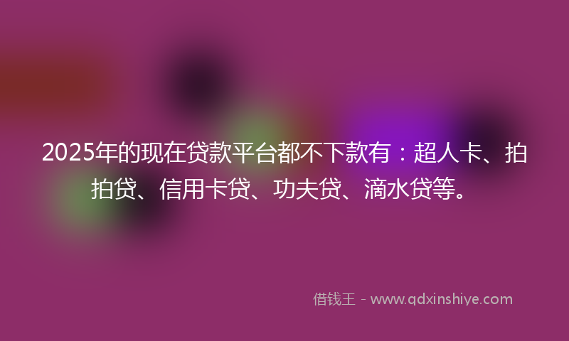 2025年的现在贷款平台都不下款有：超人卡、拍拍贷、信用卡贷、功夫贷、滴水贷等。