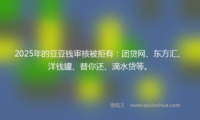 2025年的豆豆钱审核被拒有：团贷网、东方汇、洋钱罐、替你还、滴水贷等。