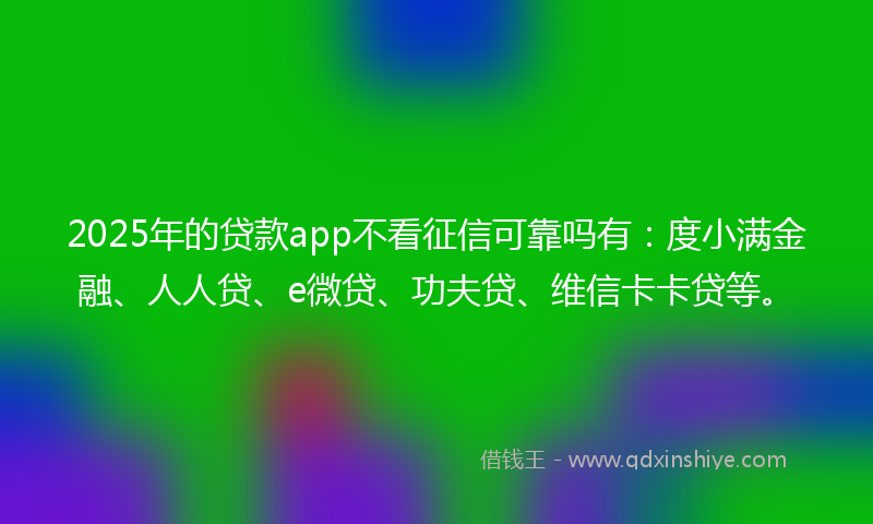 2025年的贷款app不看征信可靠吗有：度小满金融、人人贷、e微贷、功夫贷、维信卡卡贷等。