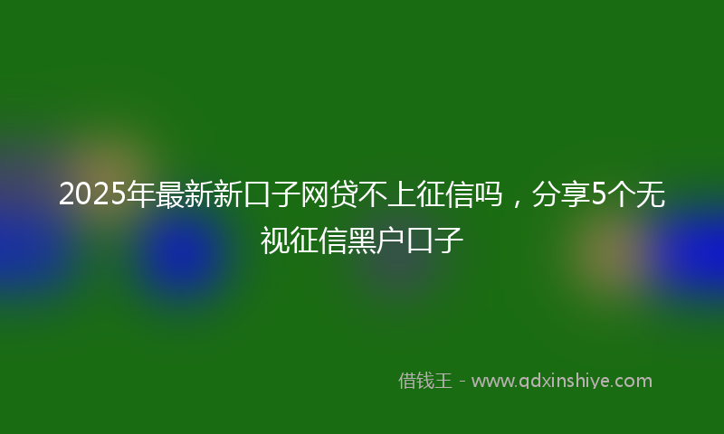2025年最新新口子网贷不上征信吗，分享5个无视征信黑户口子
