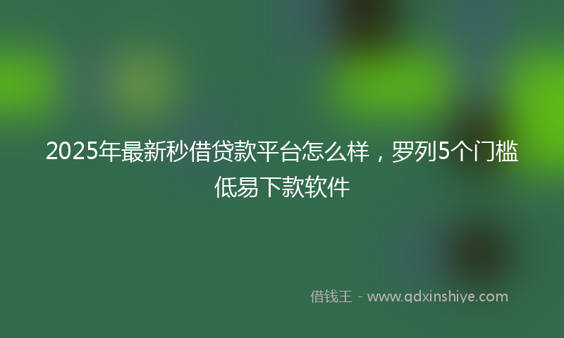 2025年最新秒借贷款平台怎么样，罗列5个门槛低易下款软件