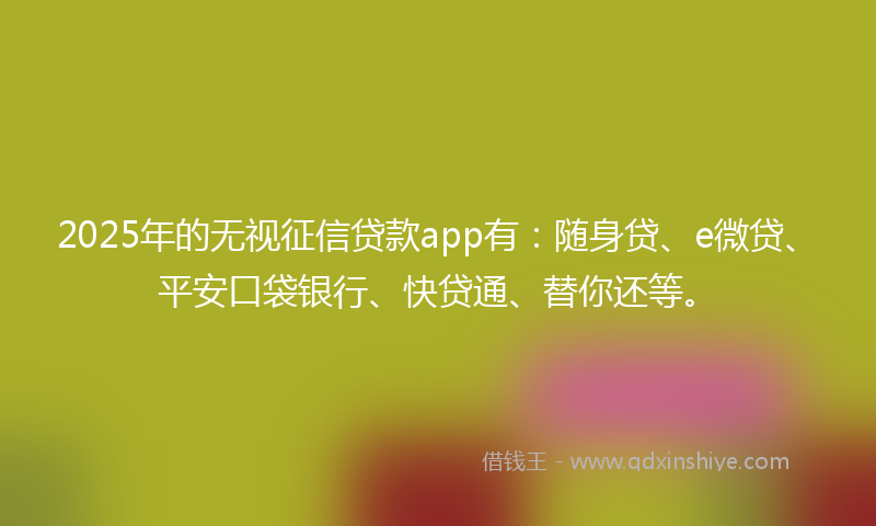 2025年的无视征信贷款app有：随身贷、e微贷、平安口袋银行、快贷通、替你还等。