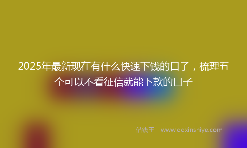 2025年最新现在有什么快速下钱的口子，梳理五个可以不看征信就能下款的口子