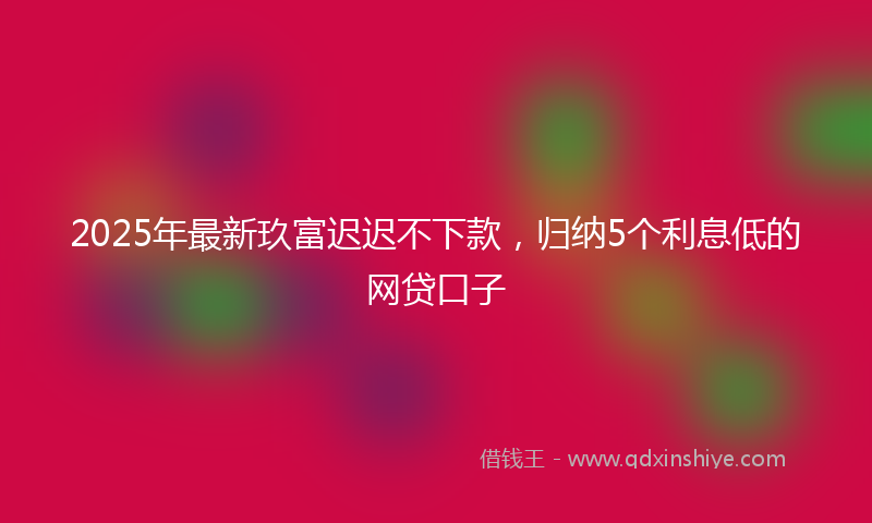2025年最新玖富迟迟不下款，归纳5个利息低的网贷口子