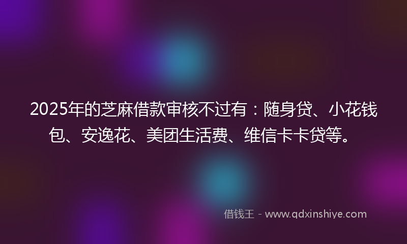 2025年的芝麻借款审核不过有：随身贷、小花钱包、安逸花、美团生活费、维信卡卡贷等。