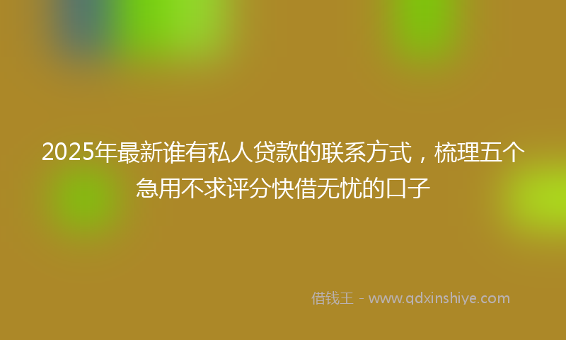 2025年最新谁有私人贷款的联系方式，梳理五个急用不求评分快借无忧的口子