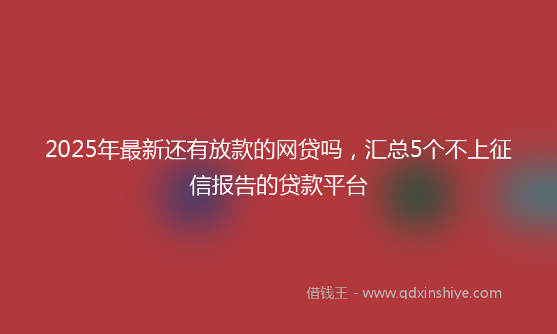 2025年最新还有放款的网贷吗，汇总5个不上征信报告的贷款平台