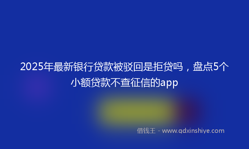 2025年最新银行贷款被驳回是拒贷吗，盘点5个小额贷款不查征信的app