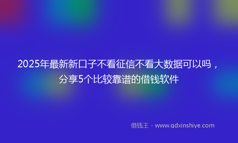 2025年最新新口子不看征信不看大数据可以吗，分享5个比较靠谱的借钱软件