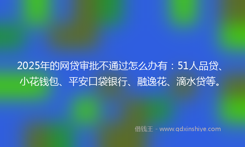 2025年的网贷审批不通过怎么办有：51人品贷、小花钱包、平安口袋银行、融逸花、滴水贷等。