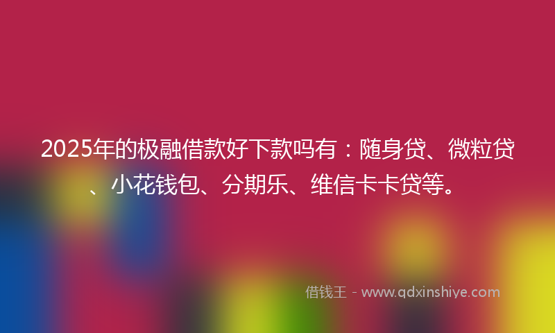 2025年的极融借款好下款吗有：随身贷、微粒贷、小花钱包、分期乐、维信卡卡贷等。