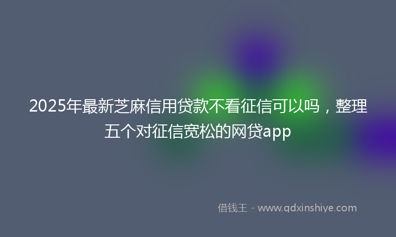 2025年最新芝麻信用贷款不看征信可以吗，整理五个对征信宽松的网贷app