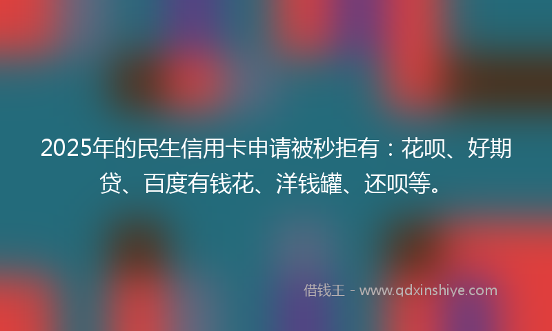 2025年的民生信用卡申请被秒拒有：花呗、好期贷、百度有钱花、洋钱罐、还呗等。