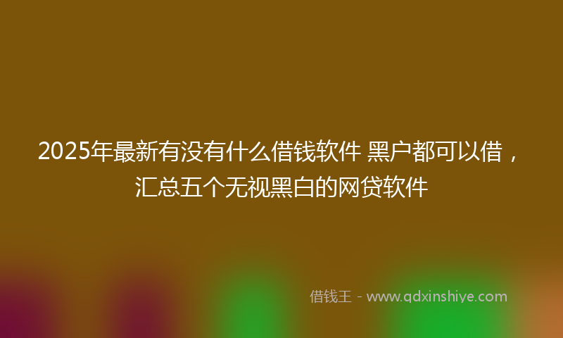 2025年最新有没有什么借钱软件 黑户都可以借，汇总五个无视黑白的网贷软件