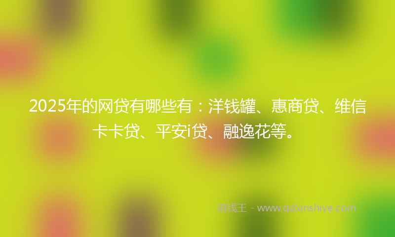 2025年的网贷有哪些有：洋钱罐、惠商贷、维信卡卡贷、平安i贷、融逸花等。