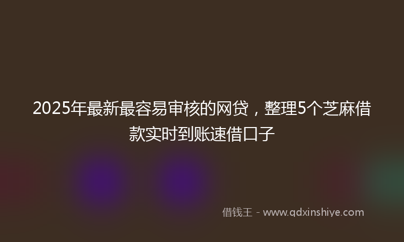 2025年最新最容易审核的网贷，整理5个芝麻借款实时到账速借口子