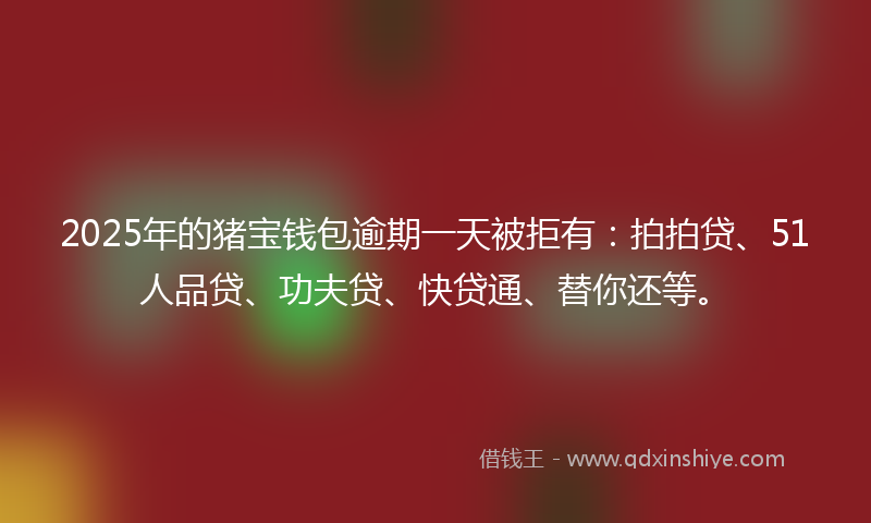 2025年的猪宝钱包逾期一天被拒有：拍拍贷、51人品贷、功夫贷、快贷通、替你还等。