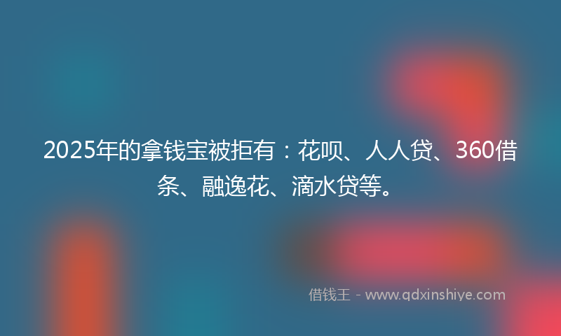 2025年的拿钱宝被拒有：花呗、人人贷、360借条、融逸花、滴水贷等。