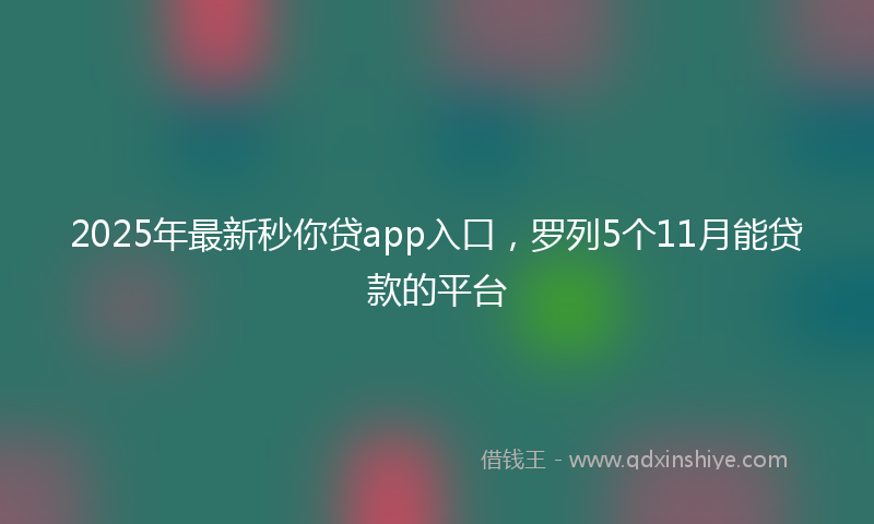 2025年最新秒你贷app入口，罗列5个11月能贷款的平台