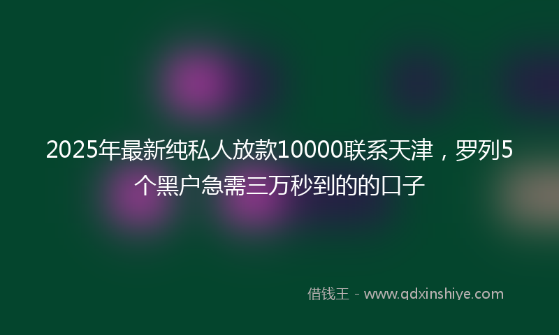 2025年最新纯私人放款10000联系天津，罗列5个黑户急需三万秒到的的口子