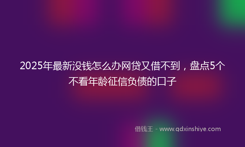 2025年最新没钱怎么办网贷又借不到，盘点5个不看年龄征信负债的口子