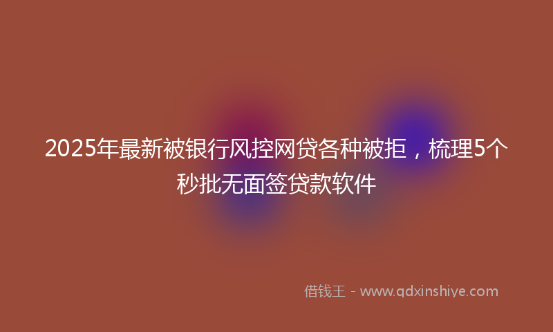 2025年最新被银行风控网贷各种被拒，梳理5个秒批无面签贷款软件