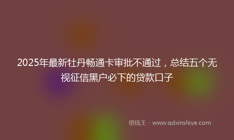 2025年最新牡丹畅通卡审批不通过，总结五个无视征信黑户必下的贷款口子