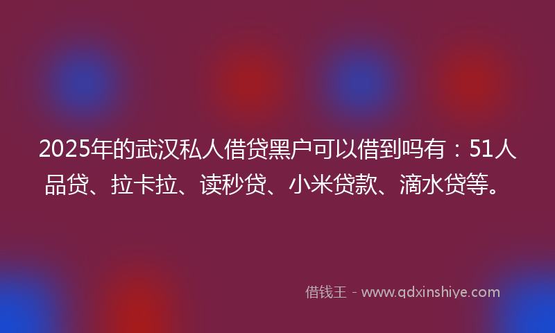 2025年的武汉私人借贷黑户可以借到吗有：51人品贷、拉卡拉、读秒贷、小米贷款、滴水贷等。