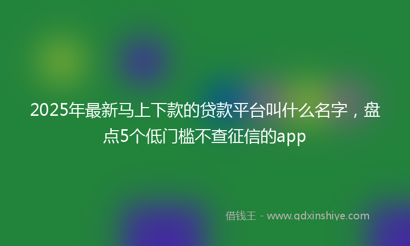 2025年最新马上下款的贷款平台叫什么名字，盘点5个低门槛不查征信的app