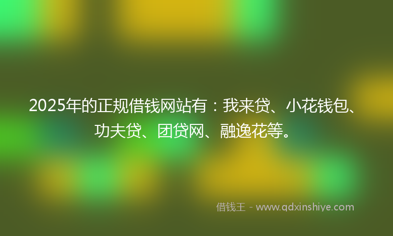 2025年的正规借钱网站有：我来贷、小花钱包、功夫贷、团贷网、融逸花等。