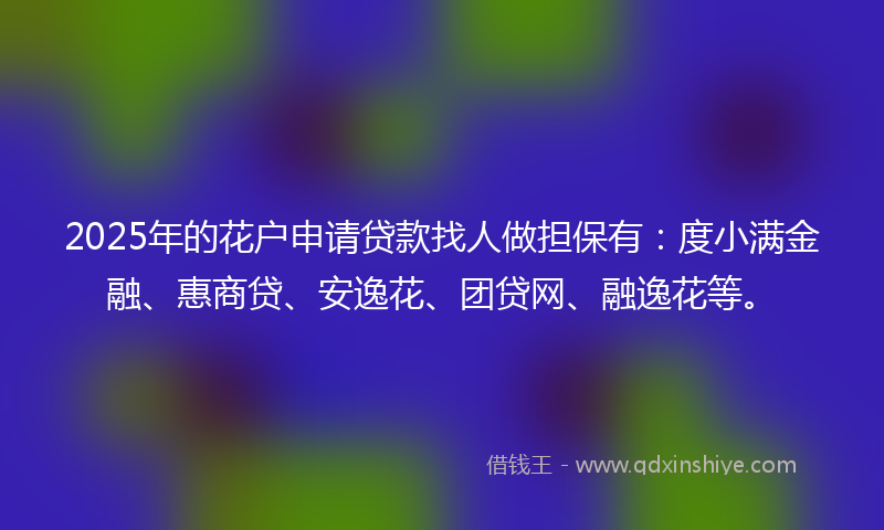 2025年的花户申请贷款找人做担保有：度小满金融、惠商贷、安逸花、团贷网、融逸花等。