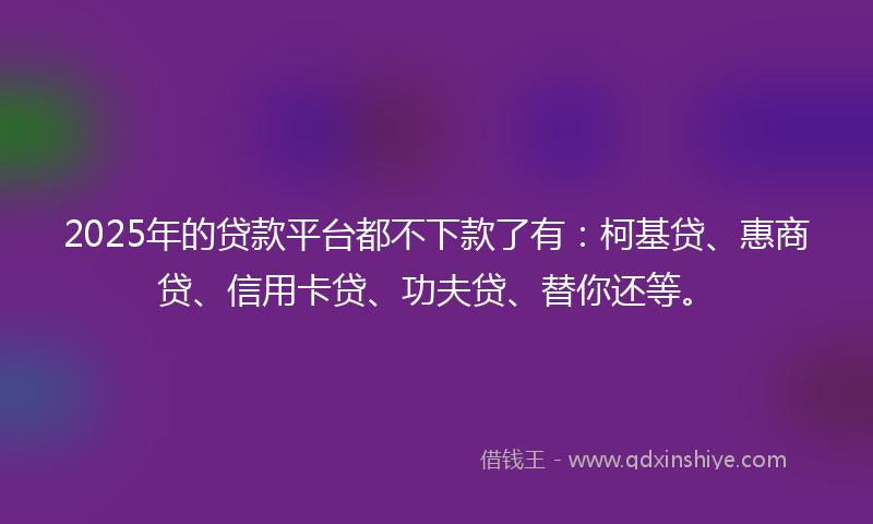 2025年的贷款平台都不下款了有：柯基贷、惠商贷、信用卡贷、功夫贷、替你还等。