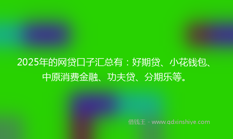 2025年的网贷口子汇总有：好期贷、小花钱包、中原消费金融、功夫贷、分期乐等。
