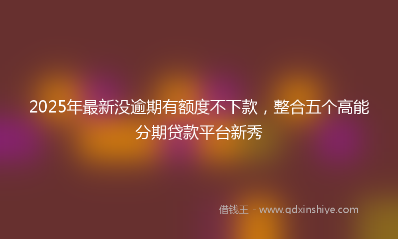 2025年最新没逾期有额度不下款，整合五个高能分期贷款平台新秀