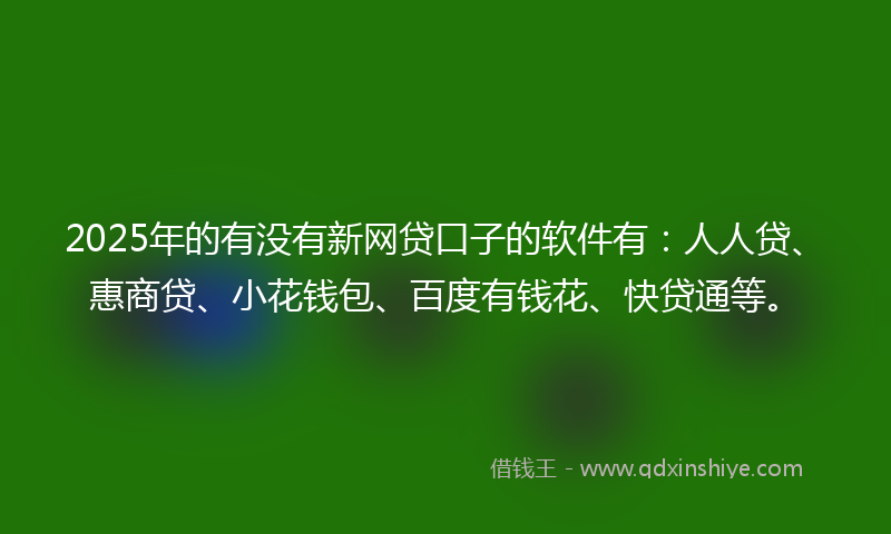 2025年的有没有新网贷口子的软件有：人人贷、惠商贷、小花钱包、百度有钱花、快贷通等。