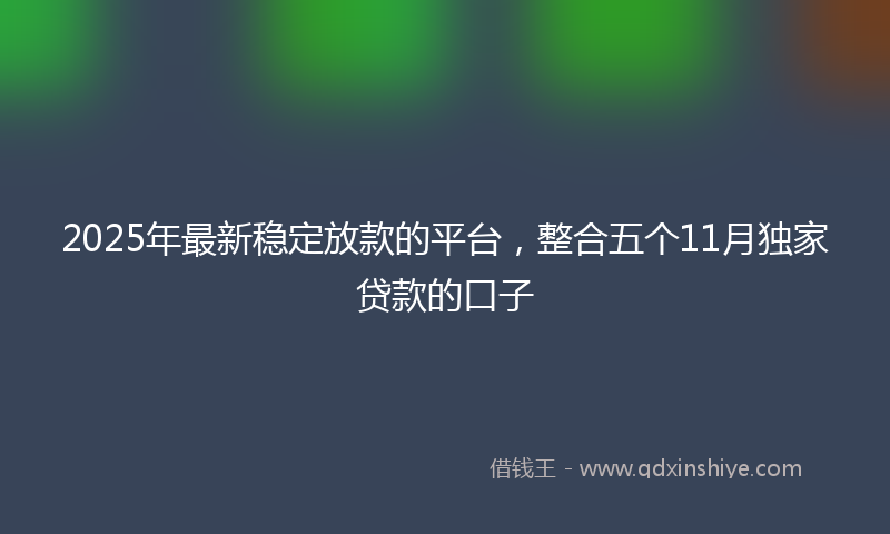 2025年最新稳定放款的平台，整合五个11月独家贷款的口子